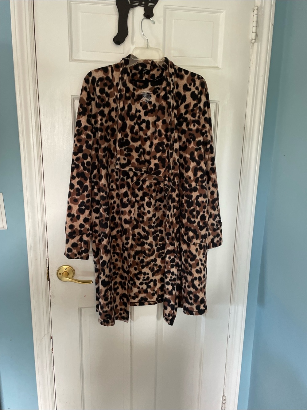 Cuddl Duds Leopard Print cozy fleece cardigan